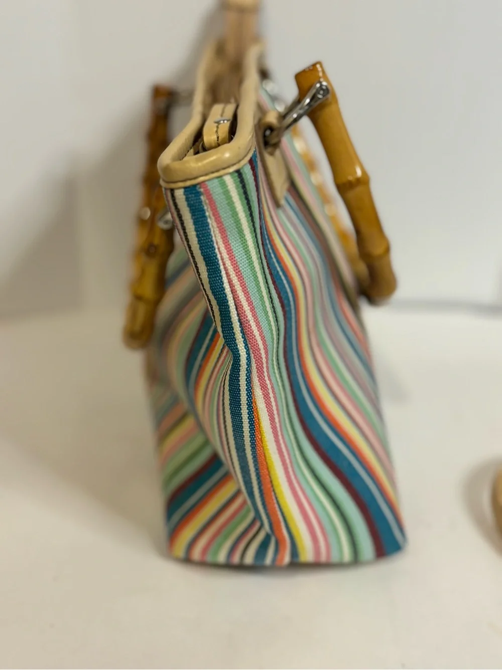 Relic Multicolor Striped Shoulder Bag with Bamboo Handles
